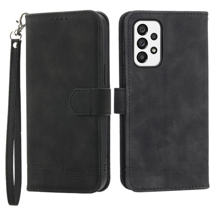 DIERFENG - DIERFENG DF-03 Fodral för Samsung Galaxy A73 5G - Äkta läder - Svart