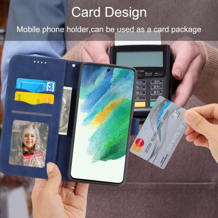 DIERFENG - DIERFENG DF-03 Fodral för Samsung Galaxy S21 FE 5G - PU Läder - Blå