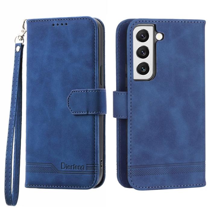 DIERFENG - DIERFENG DF-03 Fodral för Samsung Galaxy S22 5G - Äkta läder - Blå