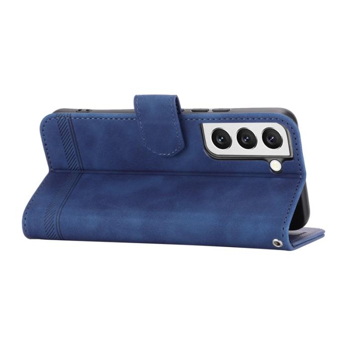 DIERFENG - DIERFENG DF-03 Fodral för Samsung Galaxy S22 5G - Äkta läder - Blå