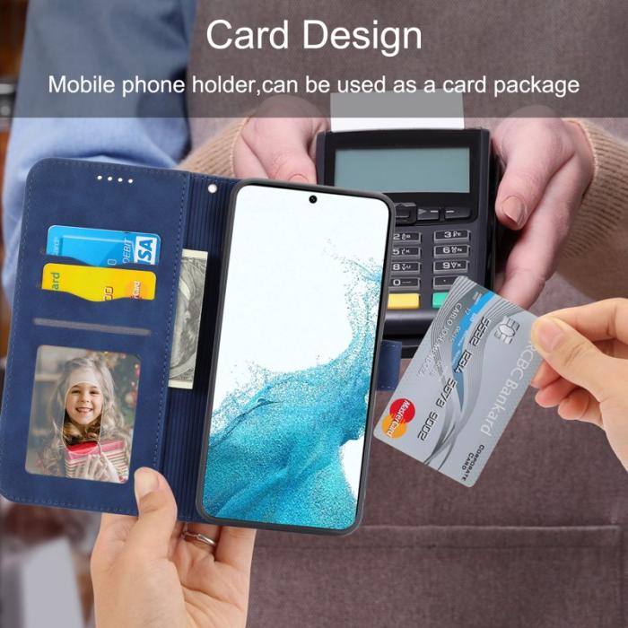 DIERFENG - DIERFENG DF-03 Fodral för Samsung Galaxy S22 5G - Äkta läder - Blå