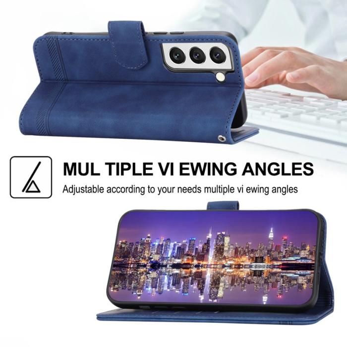 DIERFENG - DIERFENG DF-03 Fodral för Samsung Galaxy S22 5G - Äkta läder - Blå