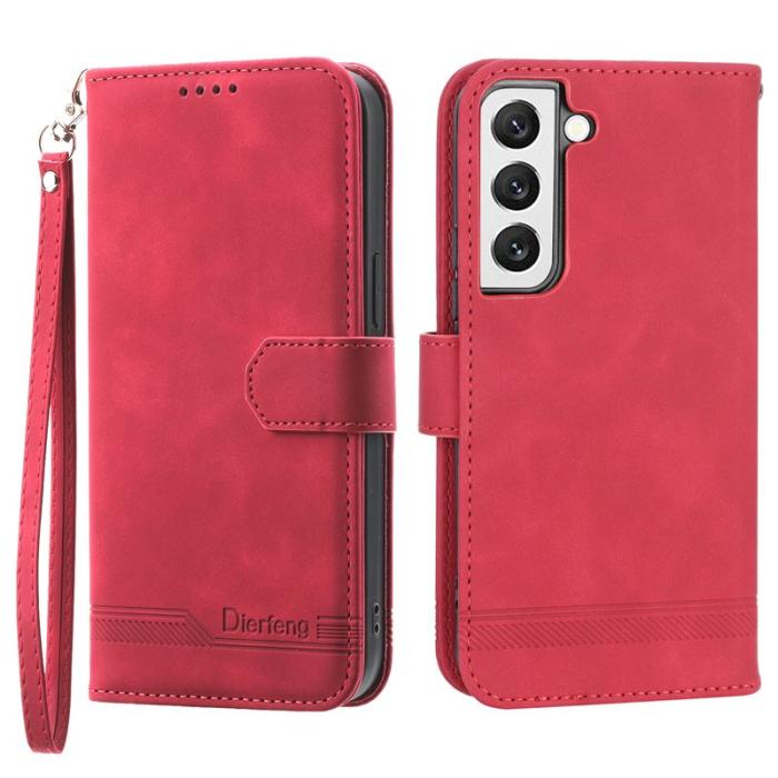 DIERFENG - DIERFENG DF-03 Fodral för Samsung Galaxy S22 5G - Äkta läder - Röd