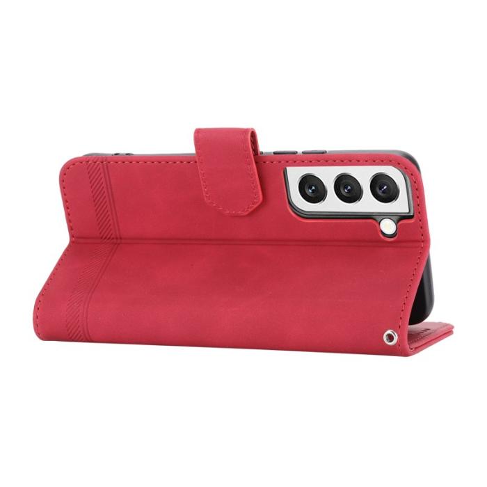 DIERFENG - DIERFENG DF-03 Fodral för Samsung Galaxy S22 5G - Äkta läder - Röd