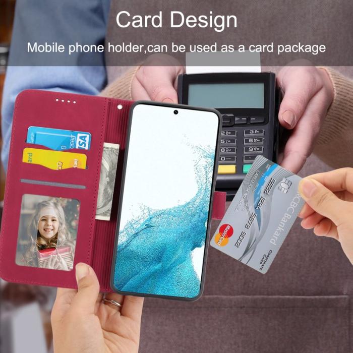 DIERFENG - DIERFENG DF-03 Fodral för Samsung Galaxy S22 5G - Äkta läder - Röd
