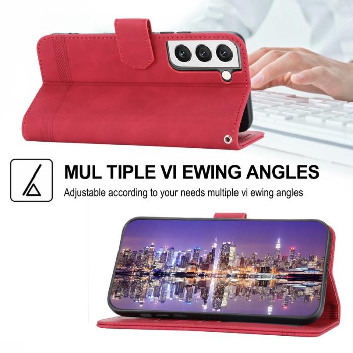 DIERFENG - DIERFENG DF-03 Fodral för Samsung Galaxy S22 5G - Äkta läder - Röd