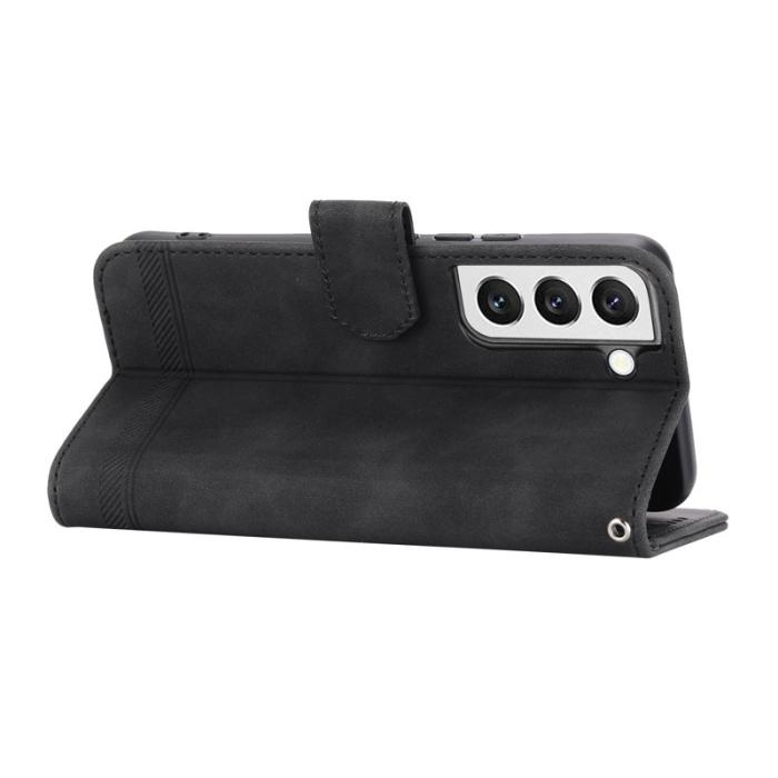 DIERFENG - DIERFENG DF-03 Fodral för Samsung Galaxy S22 5G - Äkta läder - Svart