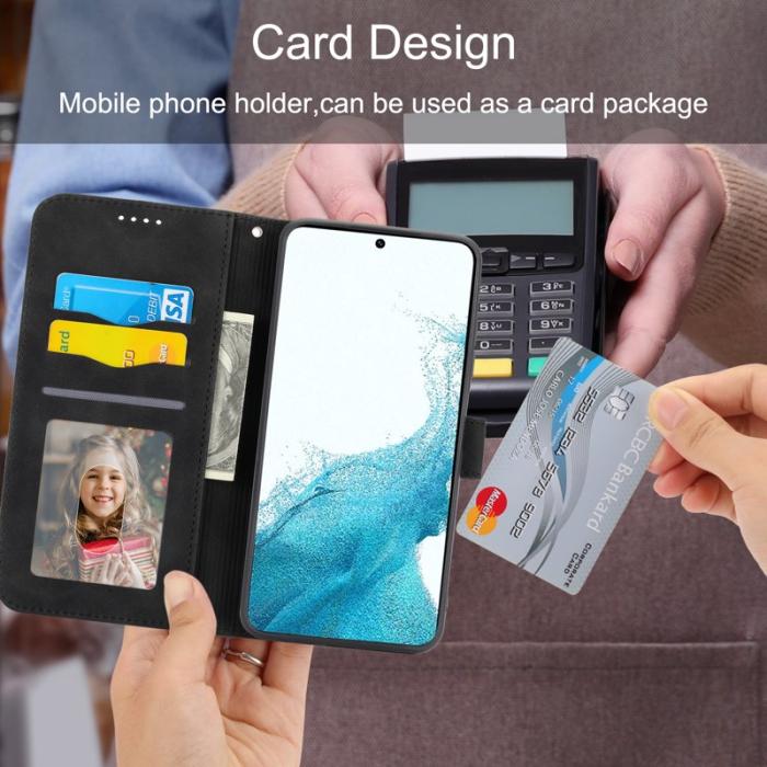 DIERFENG - DIERFENG DF-03 Fodral för Samsung Galaxy S22 5G - Äkta läder - Svart