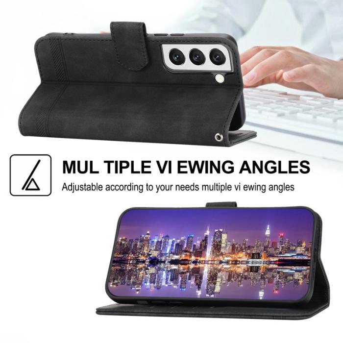 DIERFENG - DIERFENG DF-03 Fodral för Samsung Galaxy S22 5G - Äkta läder - Svart