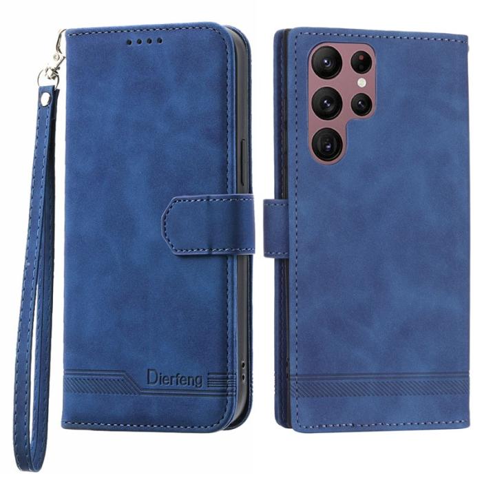 DIERFENG - DIERFENG DF-03 Fodral för Samsung Galaxy S22 Ultra 5G - PU Läder - Blå