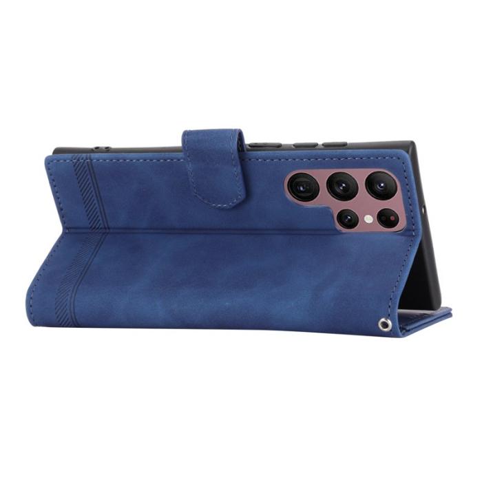 DIERFENG - DIERFENG DF-03 Fodral för Samsung Galaxy S22 Ultra 5G - PU Läder - Blå