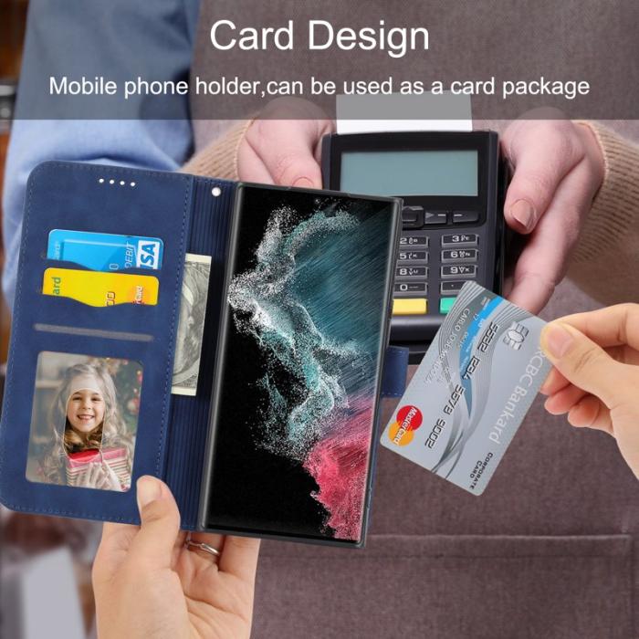 DIERFENG - DIERFENG DF-03 Fodral för Samsung Galaxy S22 Ultra 5G - PU Läder - Blå