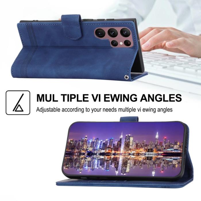 DIERFENG - DIERFENG DF-03 Fodral för Samsung Galaxy S22 Ultra 5G - PU Läder - Blå
