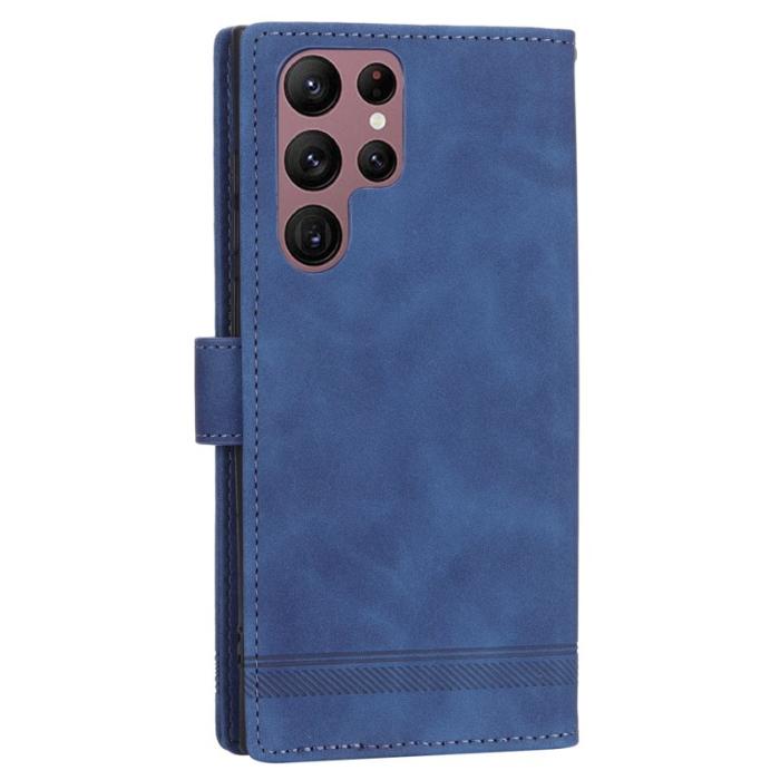 DIERFENG - DIERFENG DF-03 Fodral för Samsung Galaxy S22 Ultra 5G - PU Läder - Blå