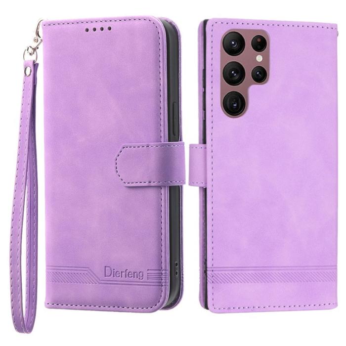 DIERFENG - DIERFENG DF-03 Fodral för Samsung Galaxy S22 Ultra 5G - PU Läder - Lila
