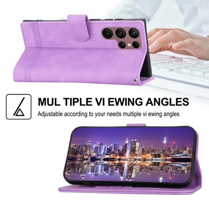 DIERFENG - DIERFENG DF-03 Fodral för Samsung Galaxy S22 Ultra 5G - PU Läder - Lila