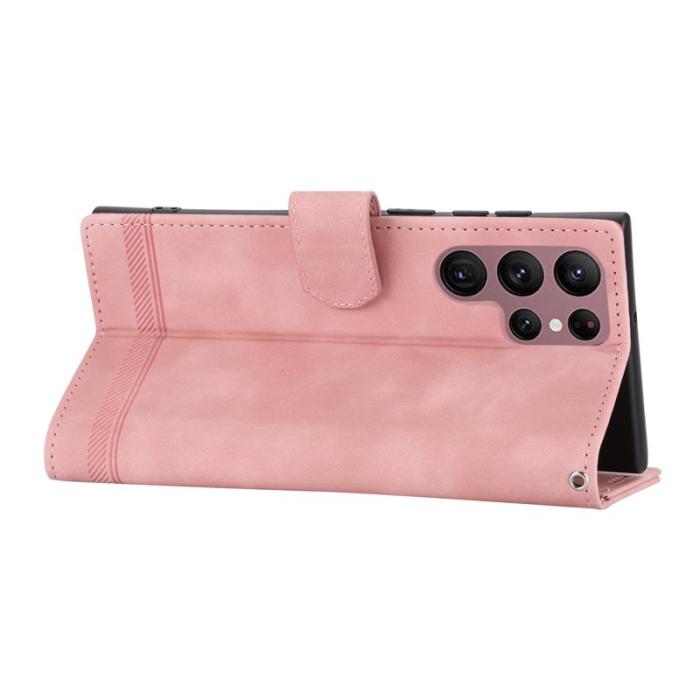 DIERFENG - DIERFENG DF-03 Fodral för Samsung Galaxy S22 Ultra 5G - PU Läder - Rosa