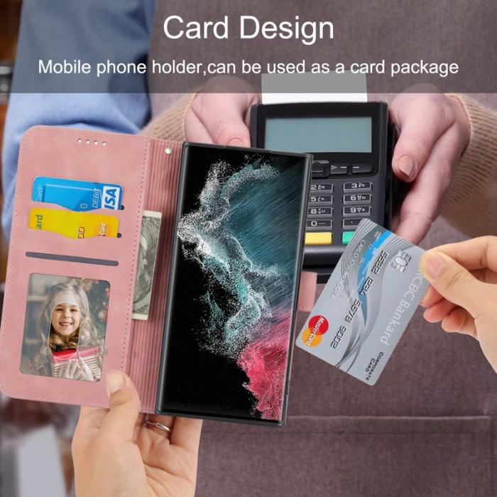 DIERFENG - DIERFENG DF-03 Fodral för Samsung Galaxy S22 Ultra 5G - PU Läder - Rosa