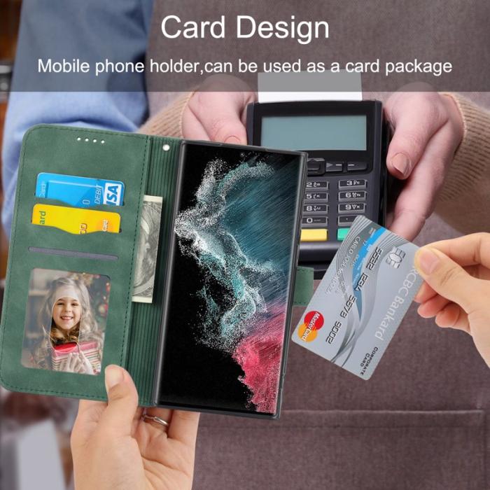 DIERFENG - DIERFENG DF-03 Fodral för Samsung Galaxy S22 Ultra - PU Läder - Grön