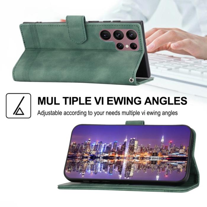 DIERFENG - DIERFENG DF-03 Fodral för Samsung Galaxy S22 Ultra - PU Läder - Grön