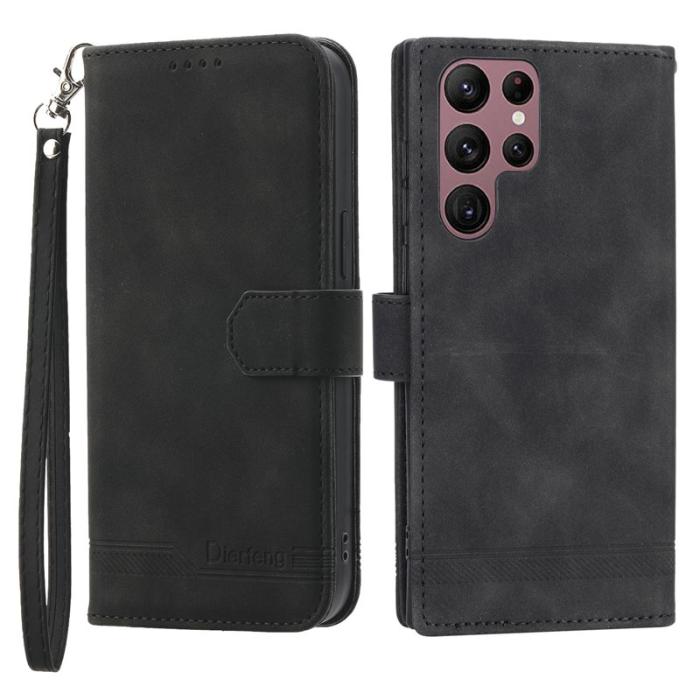 DIERFENG - DIERFENG DF-03 Fodral för Samsung Galaxy S22 Ultra - PU Läder - Svart