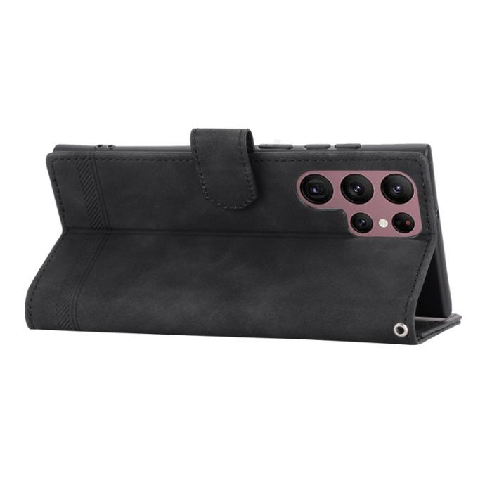 DIERFENG - DIERFENG DF-03 Fodral för Samsung Galaxy S22 Ultra - PU Läder - Svart
