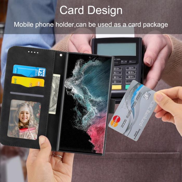 DIERFENG - DIERFENG DF-03 Fodral för Samsung Galaxy S22 Ultra - PU Läder - Svart