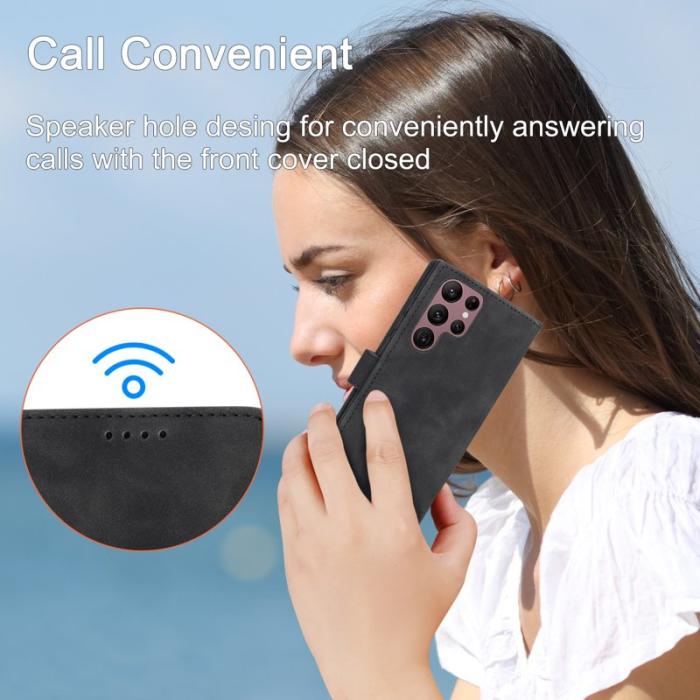 DIERFENG - DIERFENG DF-03 Fodral för Samsung Galaxy S22 Ultra - PU Läder - Svart