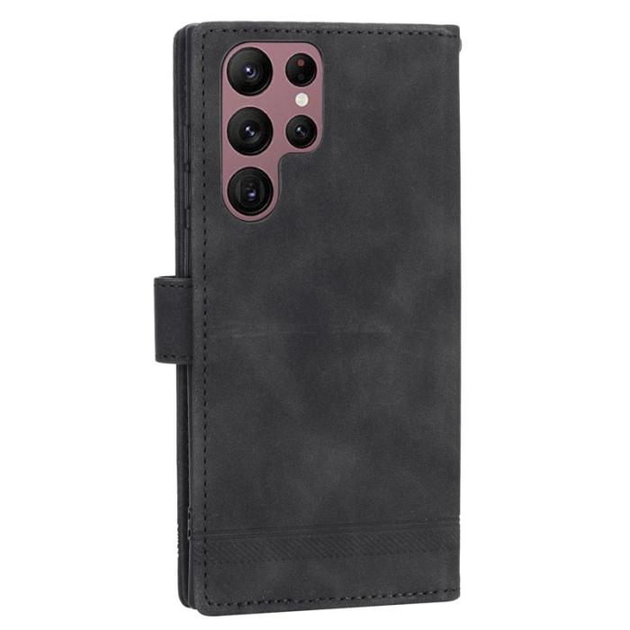 DIERFENG - DIERFENG DF-03 Fodral för Samsung Galaxy S22 Ultra - PU Läder - Svart