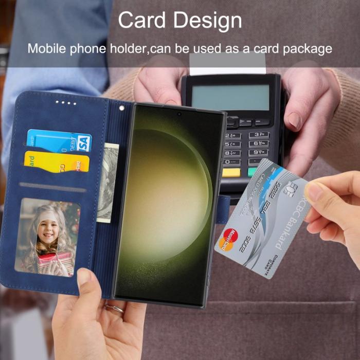 DIERFENG - DIERFENG DF-03 Fodral för Samsung Galaxy S23 Ultra - PU Läder - Blå