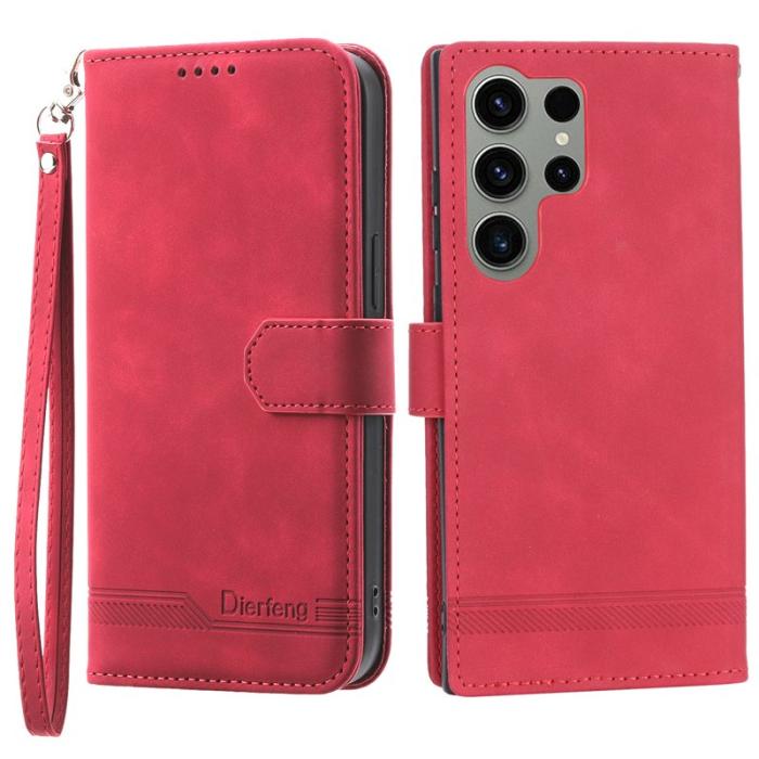 DIERFENG - DIERFENG DF-03 Fodral för Samsung Galaxy S23 Ultra - PU Läder - Röd
