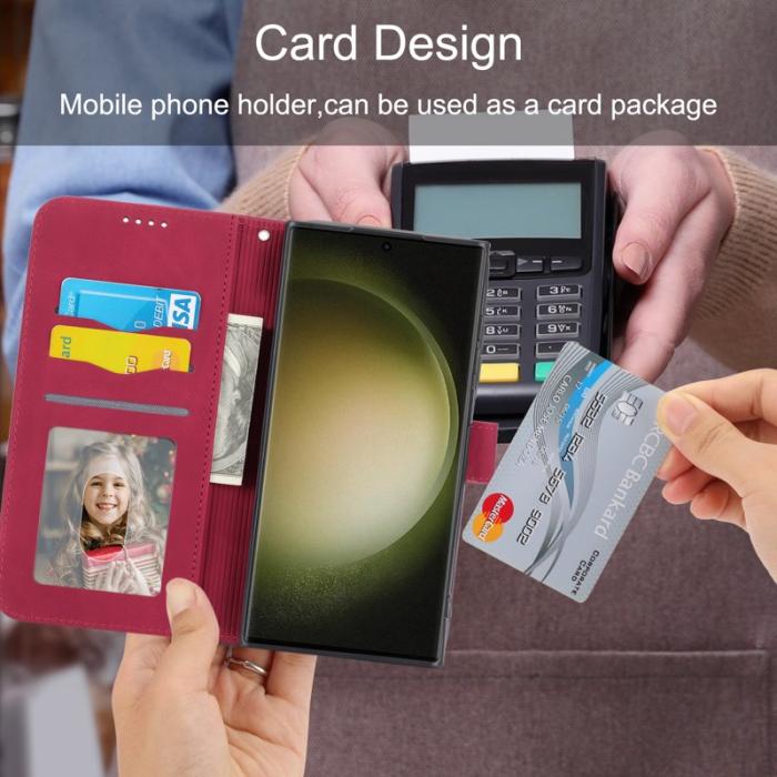 DIERFENG - DIERFENG DF-03 Fodral för Samsung Galaxy S23 Ultra - PU Läder - Röd