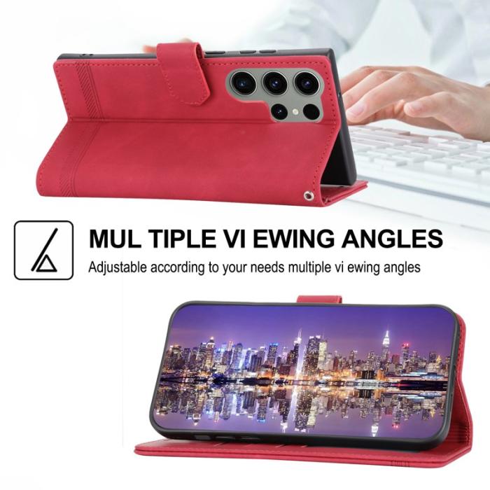 DIERFENG - DIERFENG DF-03 Fodral för Samsung Galaxy S23 Ultra - PU Läder - Röd