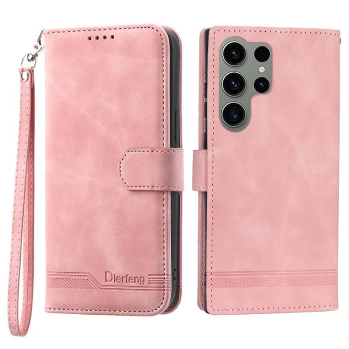 DIERFENG - DIERFENG DF-03 Fodral för Samsung Galaxy S23 Ultra - PU Läder - Rosa