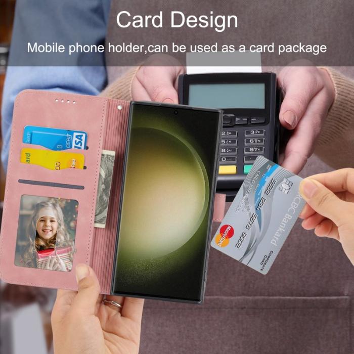 DIERFENG - DIERFENG DF-03 Fodral för Samsung Galaxy S23 Ultra - PU Läder - Rosa