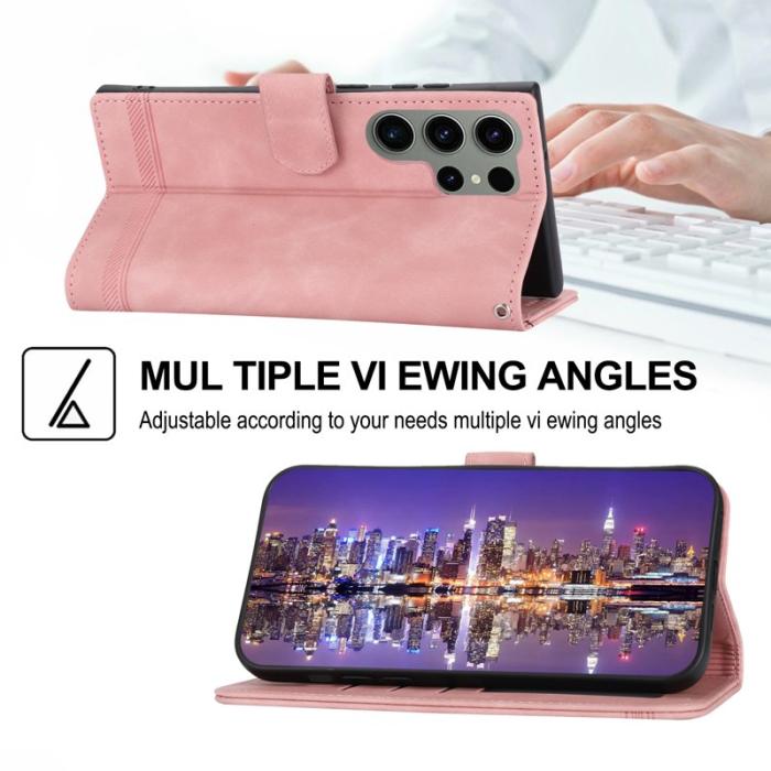 DIERFENG - DIERFENG DF-03 Fodral för Samsung Galaxy S23 Ultra - PU Läder - Rosa