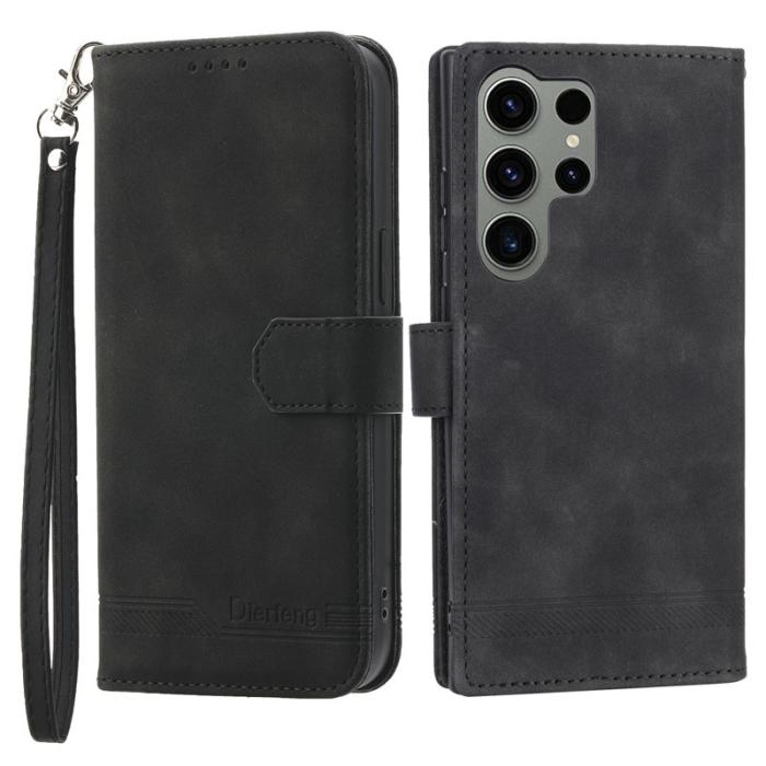 DIERFENG - DIERFENG DF-03 Fodral för Samsung Galaxy S23 Ultra - PU Läder - Svart