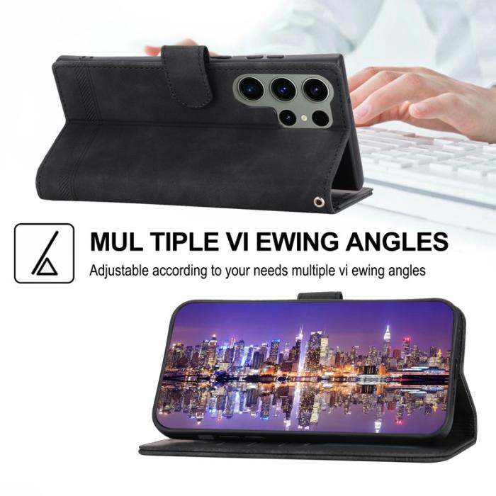 DIERFENG - DIERFENG DF-03 Fodral för Samsung Galaxy S23 Ultra - PU Läder - Svart