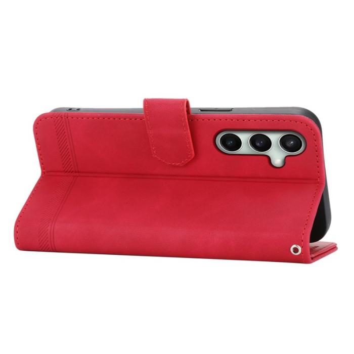 DIERFENG - DIERFENG DF-03 Fodral för Samsung Galaxy S24 FE Äkta läder - Röd