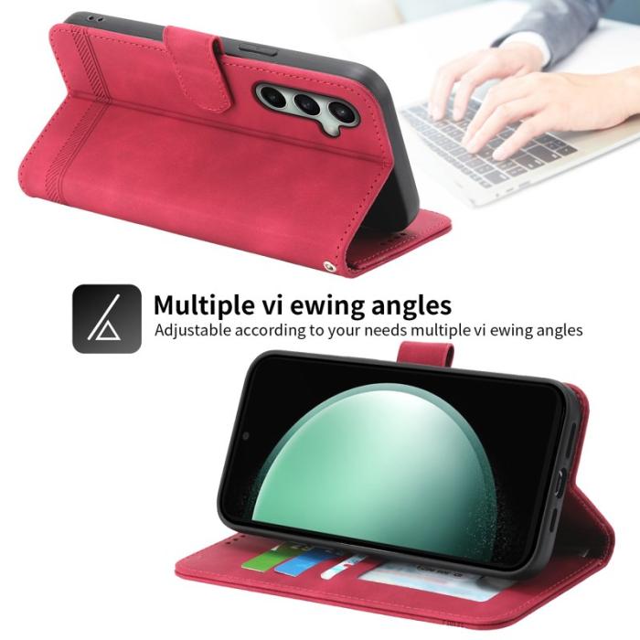 DIERFENG - DIERFENG DF-03 Fodral för Samsung Galaxy S24 FE Äkta läder - Röd