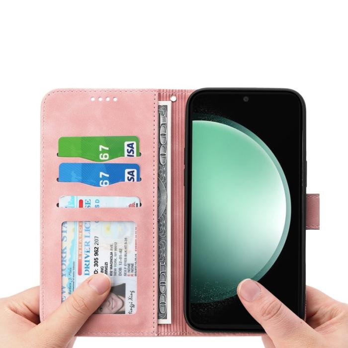 DIERFENG - DIERFENG DF-03 Fodral för Samsung Galaxy S24 FE - Äkta läder - Rosa