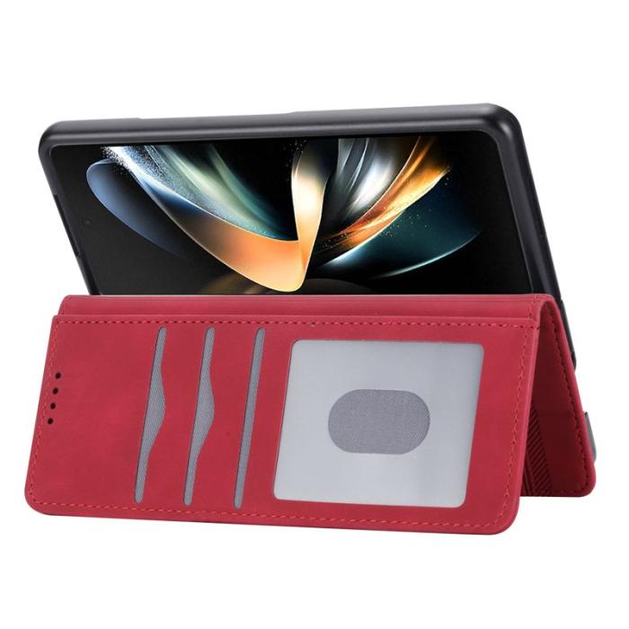 DIERFENG - DIERFENG DF-03 Fodral för Samsung Galaxy Z Fold6 5G - Äkta läder - Röd