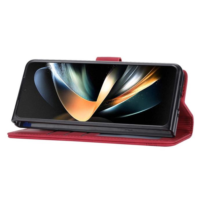 DIERFENG - DIERFENG DF-03 Fodral för Samsung Galaxy Z Fold6 5G - Äkta läder - Röd