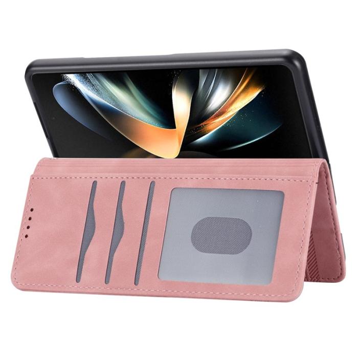 DIERFENG - DIERFENG DF-03 Fodral för Samsung Galaxy Z Fold6 5G - Äkta läder - Rosa