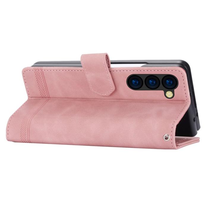 DIERFENG - DIERFENG DF-03 Fodral för Samsung Galaxy Z Fold6 5G - Äkta läder - Rosa