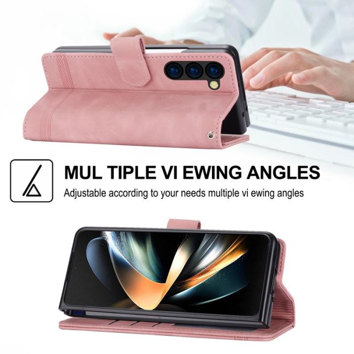 DIERFENG - DIERFENG DF-03 Fodral för Samsung Galaxy Z Fold6 5G - Äkta läder - Rosa