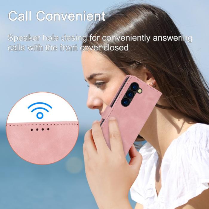 DIERFENG - DIERFENG DF-03 Fodral för Samsung Galaxy Z Fold6 5G - Äkta läder - Rosa