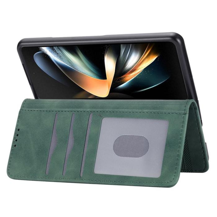DIERFENG - DIERFENG DF-03 Fodral för Samsung Galaxy Z Fold6 - Äkta läder - Grön