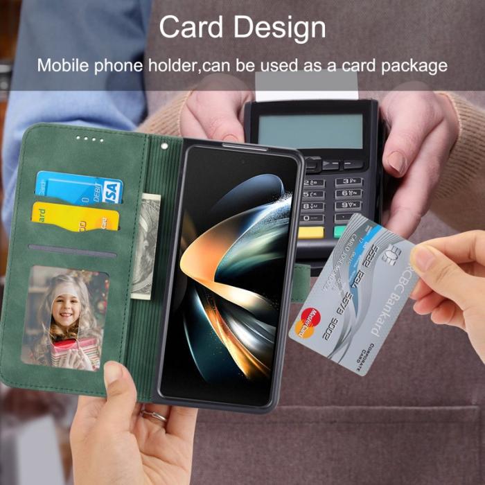 DIERFENG - DIERFENG DF-03 Fodral för Samsung Galaxy Z Fold6 - Äkta läder - Grön