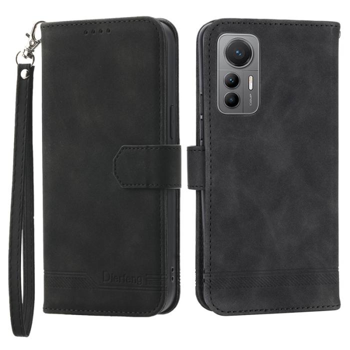 DIERFENG - DIERFENG DF-03 Fodral för Xiaomi 12/12X/12S 5G PU Läder - Svart